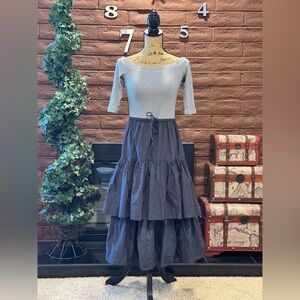 La Vie Elegant Gray Tiered dress Paris French gal style size S NWT $295